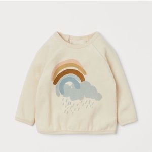 H&M | organic cotton terry cloth rainbow rainy clouds sweatshirt top
